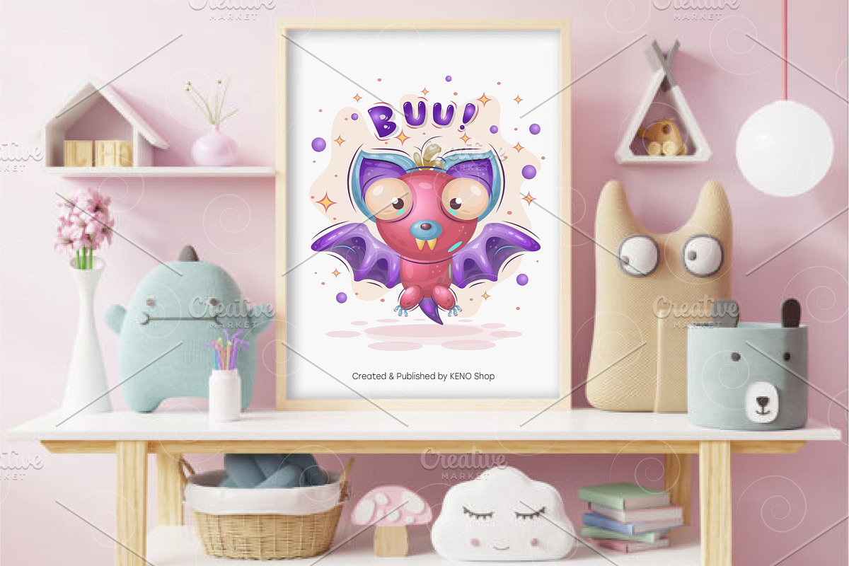 Cartoon candy bat. Tshirt, PNG., an Animal Illustration by KENO Mascots (Photo 3 of 4)