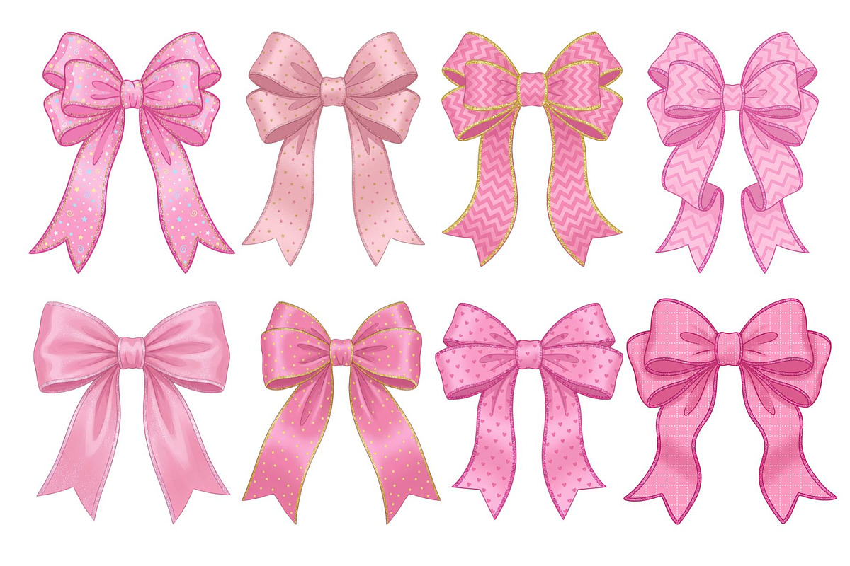 Pink Textured Bows Mega Bundle, a Decorative Illustration by Stellalunarts (Photo 4 of 7)