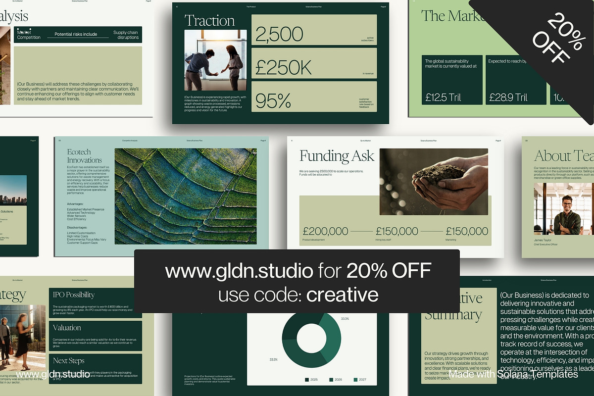 Pitch Deck Presentation Template, a Social Media Template by GLDN Studio (Photo 4 of 9)