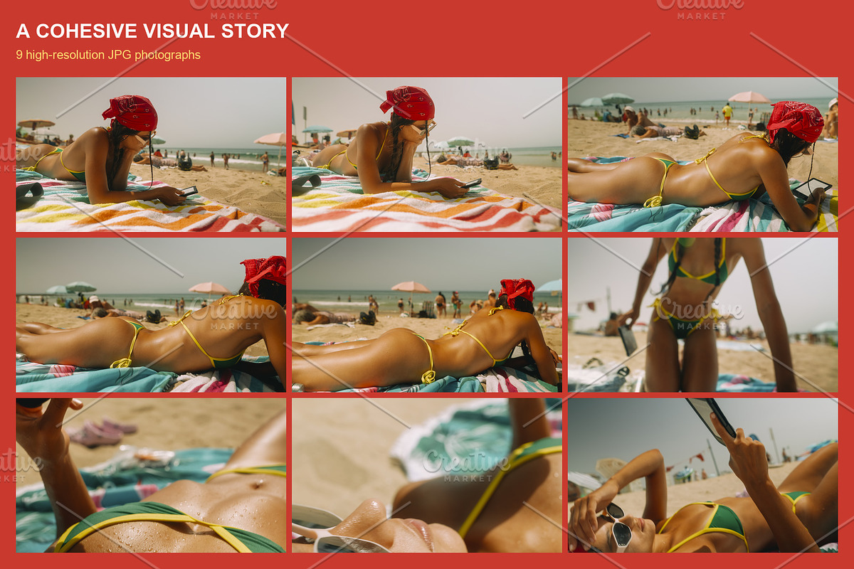 Retro Beach Day Photo Bundle, a Beauty & Fashion Photo by Tekso (Photo 3 of 5)