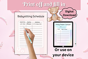 Babysitter's Printable Planner, a Stationery Template by Pixels N Bows (Thumbnail 3 of 3)