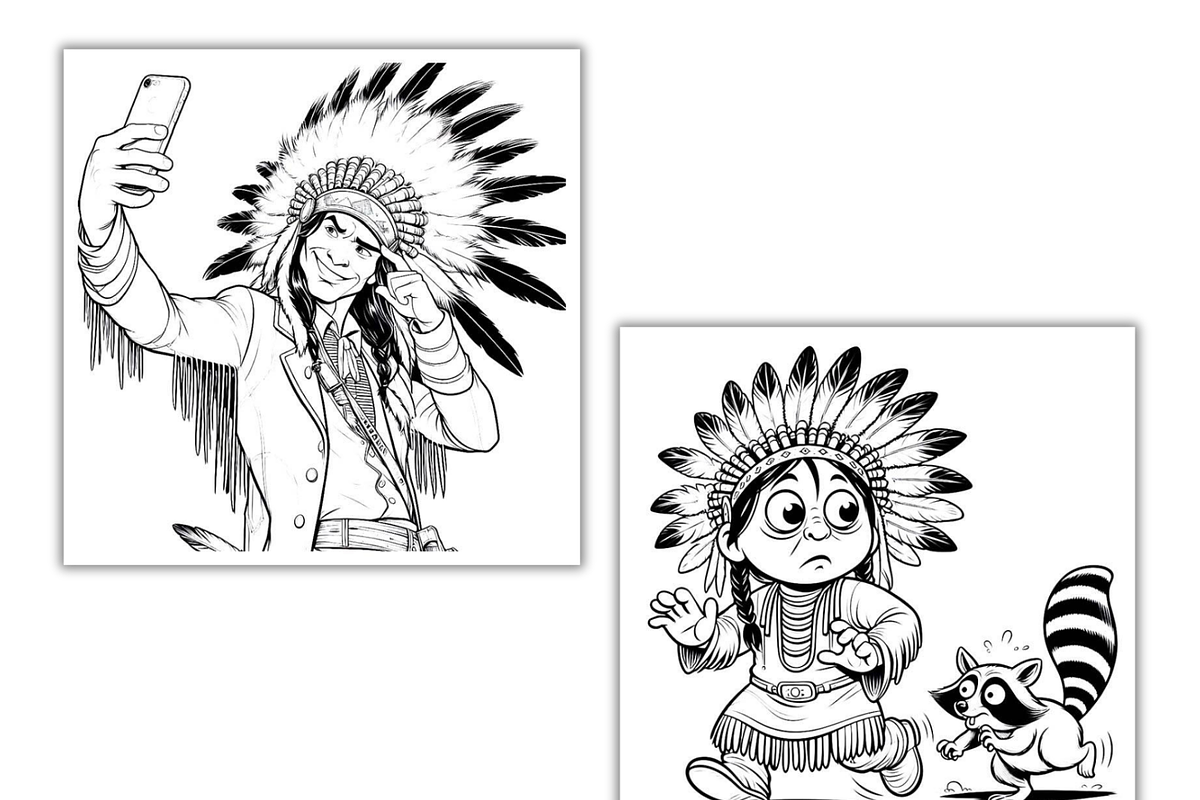 Funny Native Americans Coloring Book, a Person Illustration by Sourcedigi (Photo 2 of 3)