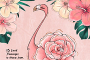 Tropical Flowers & Flamingos ClipArt, an Illustration by Pretty Little Lines (Thumbnail 6 of 15)