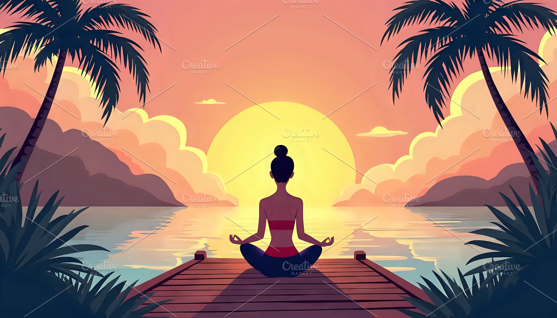 Create a peaceful scene of a woman d, a Photo by LOGOCREATIVE