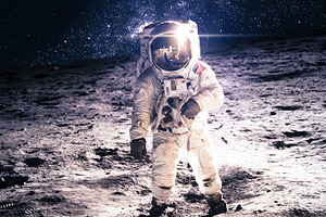 Astronaut on the moon stock photo containing space and univerce