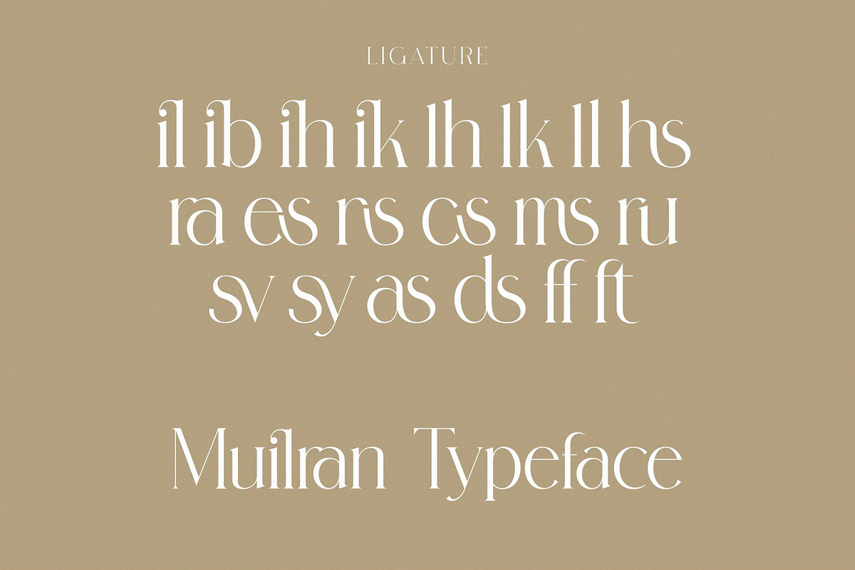 Muilran elegant Ligature Serif, a Serif Font by Alfinart (Photo 8 of 8)