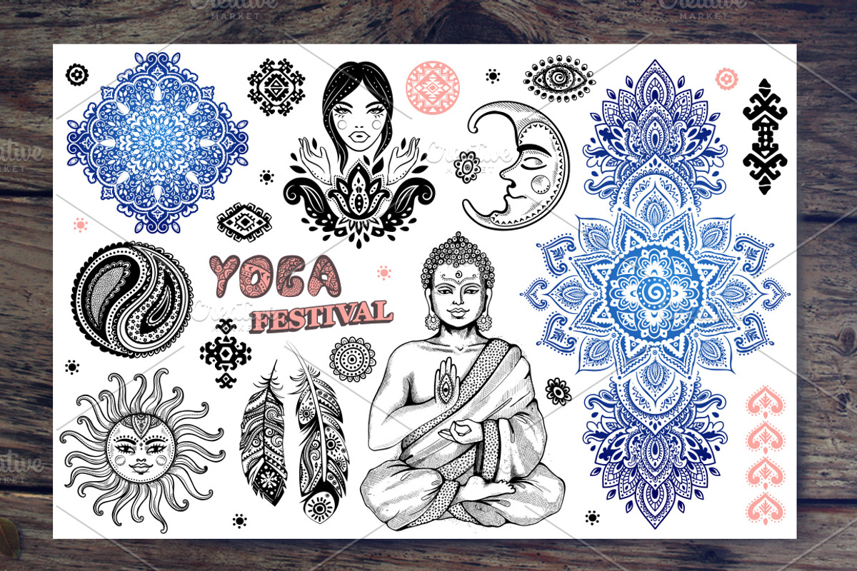 Set of Bohemian style flash tattoos, an Icon by Transia (Photo 1 of 5)