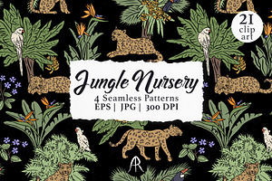 Jungle Wildlife Seamless Patterns