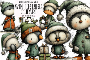Winter Bird Clipart Bundle, an Illustration by Daily.Designs