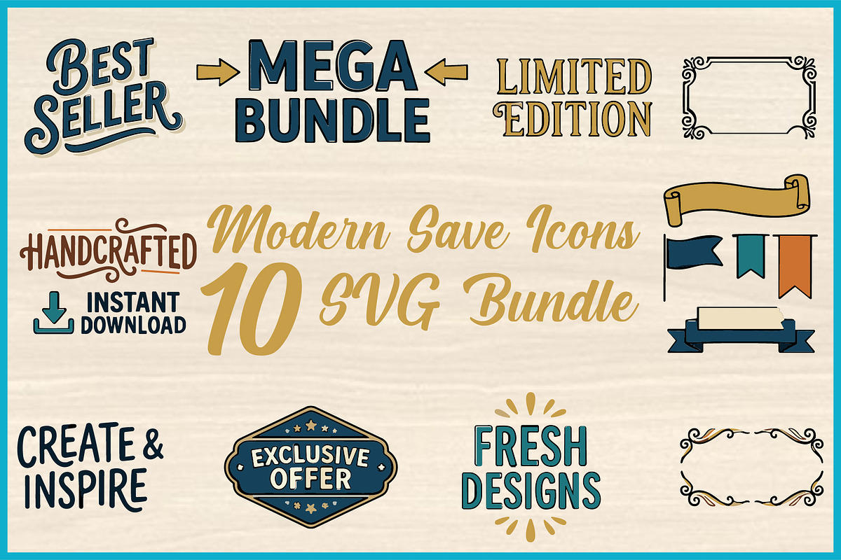 Modern Save Icons SVG Bundle, an Object Illustration by Artivon (Photo 1 of 4)