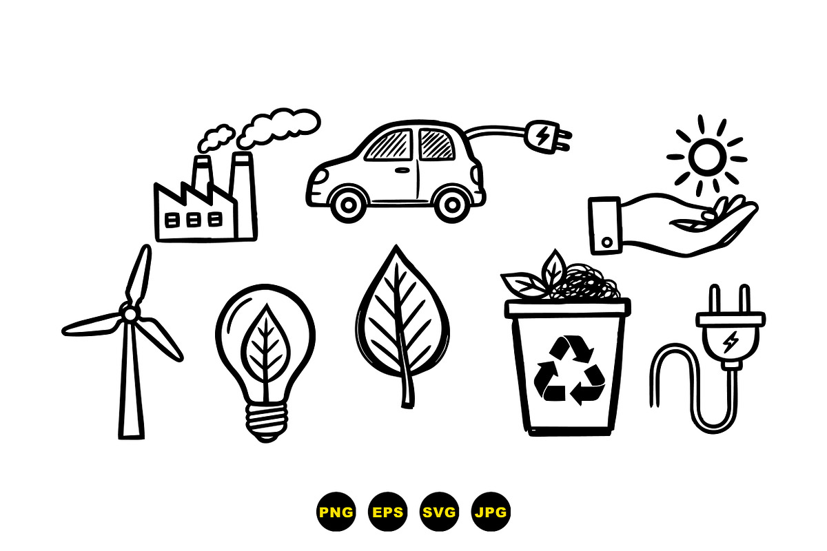 Eco Energy Hand Drawn Clipart, an Illustration by designvectx (Photo 3 of 3)