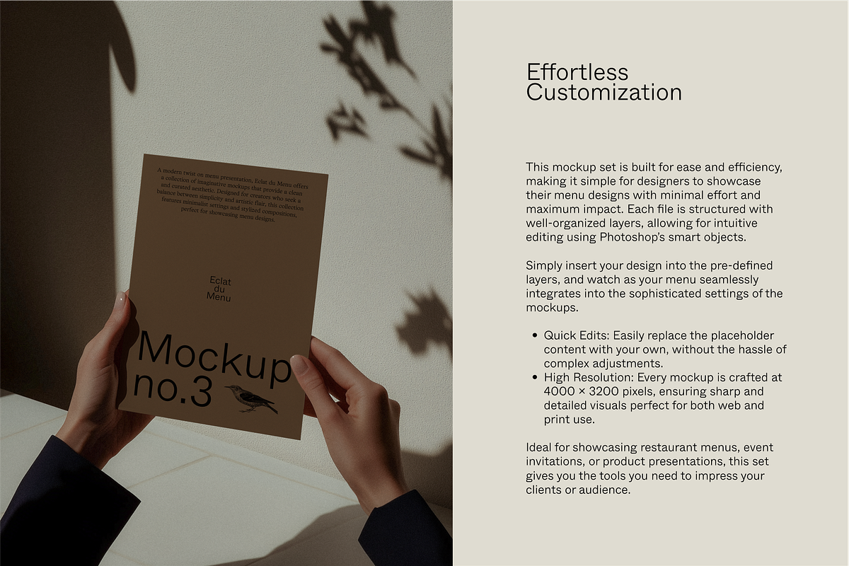 Eclat du Menu: Luxe Dining Mockups, an Advertising Mockup by Made by Attic (Photo 4 of 5)