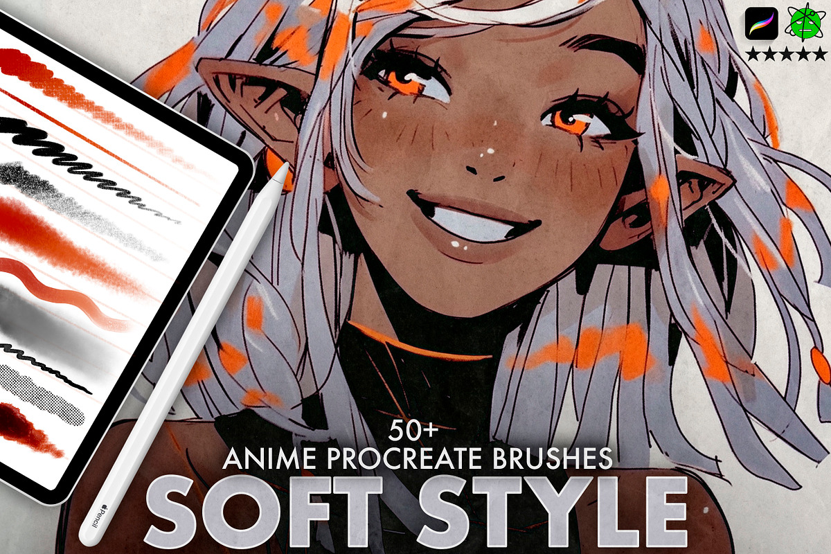 Anime Soft Style Procreate Brushes, a Brush Add-On by Nuclear Brushes (Photo 1 of 7)