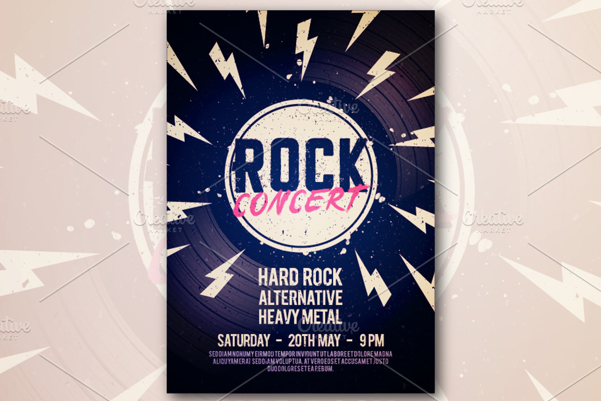 Grunge Rock Concert Poster With LP, a Decorative Illustration by Black White Mouse Design (Photo 2 of 3)