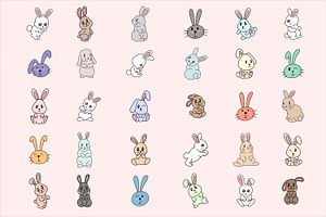 30 Cute Rabbit Bunny Pose Face Ears