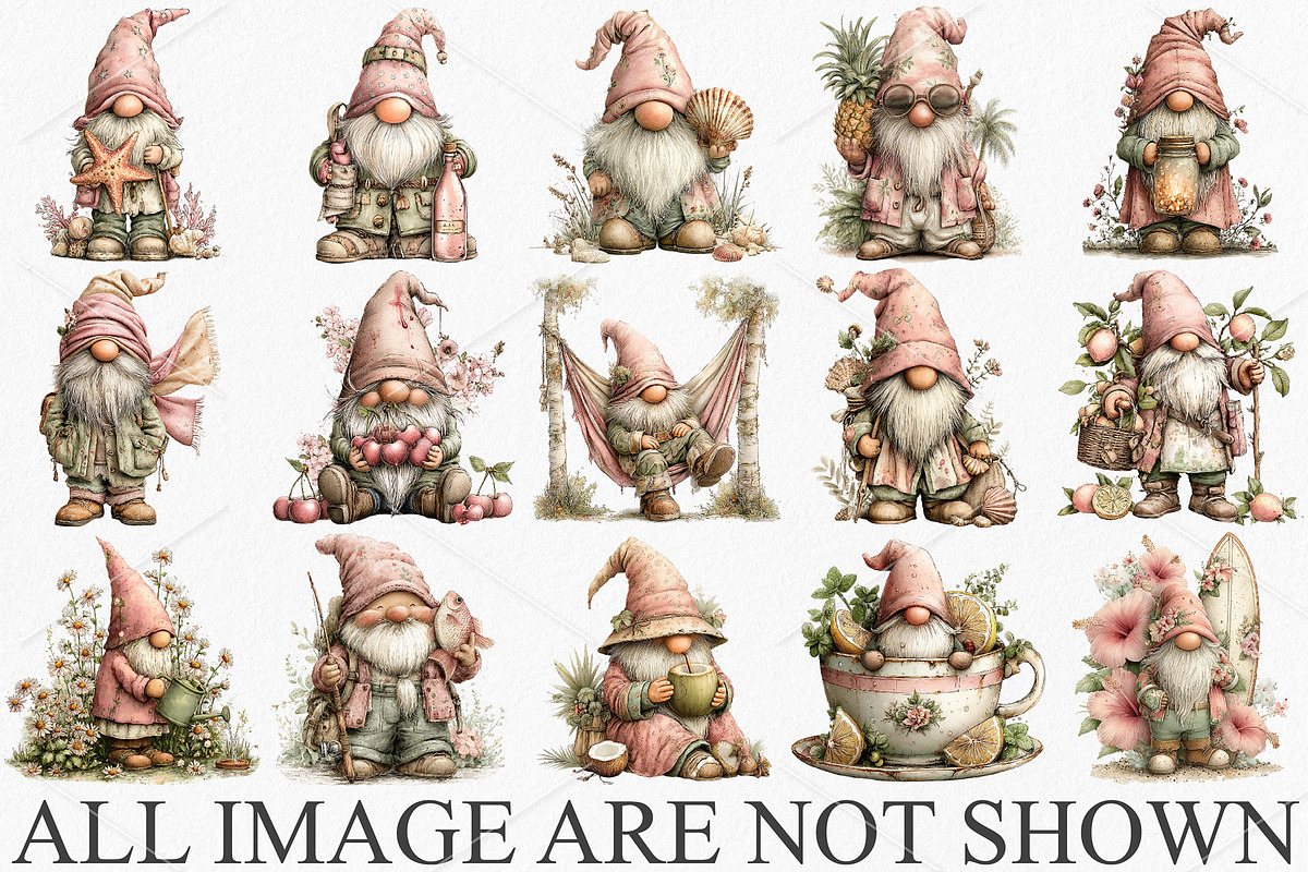 Watercolor Summer Gnome Clipart PNG, a Seasonal Illustration by Canvas Craft (Photo 3 of 5)