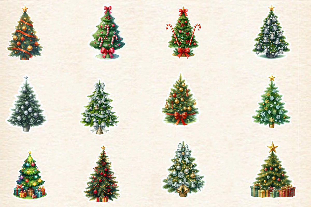 Christmas Tree Sticker Clipart, an Illustration by Designworld (Photo 3 of 5)
