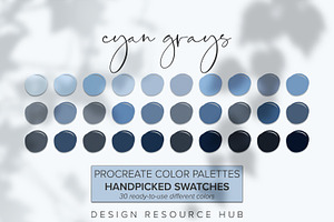 Cyan Greys Procreate Color Palette