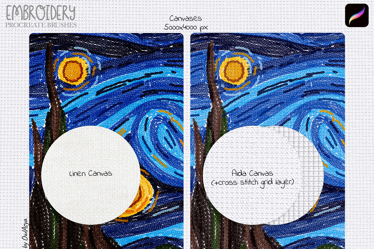 Embroidery Procreate Brushes Kit, a Brush Add-On by owlasya (Photo 5 of 5)