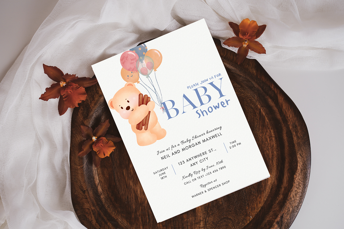 Cute Baby Shower Invitation Card, an Invitation Template by TheSimplySereneShop (Photo 4 of 10)