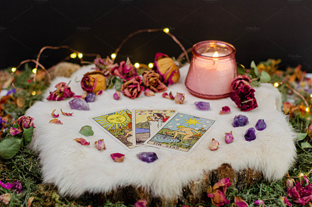 Romantic tarot 8 stock photo containing arrangement and background, a Nature Photo by Coral Antler