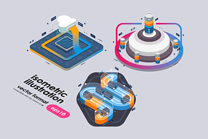 Set isometric illustrations for web.