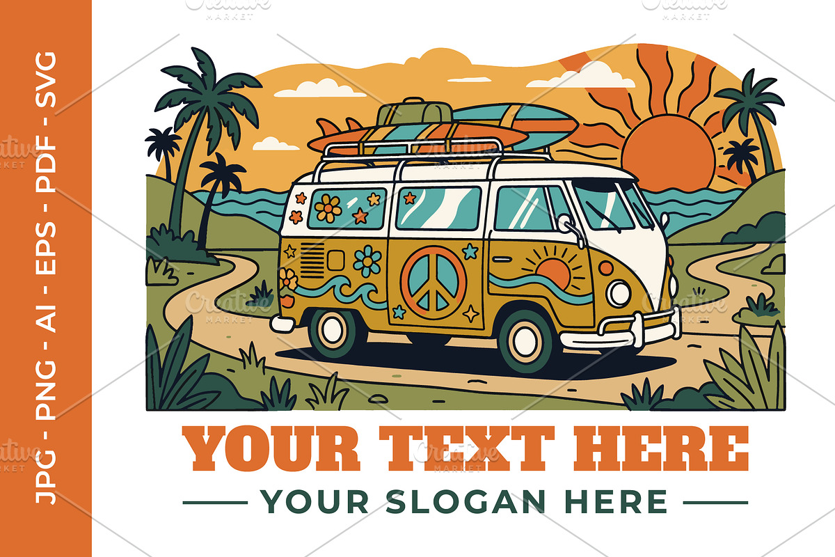 Retro summer travel illustration, an Object Illustration by nandinigraphics (Photo 1 of 3)