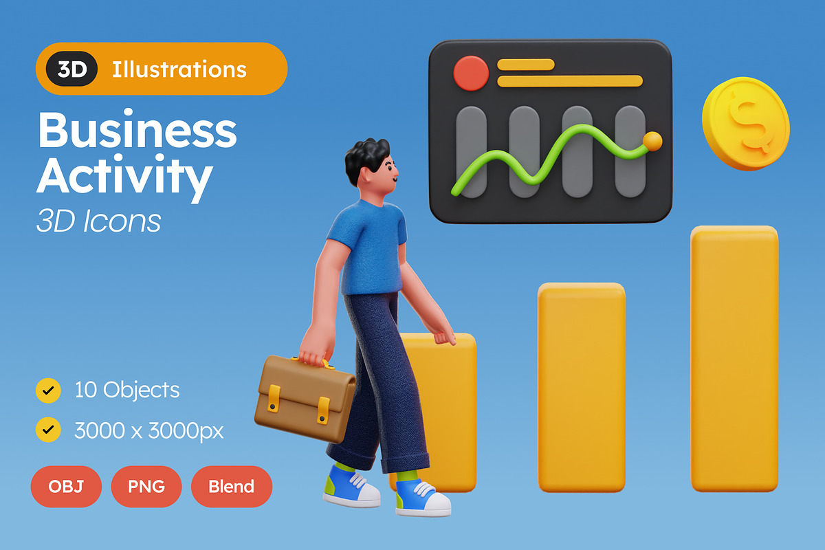 Business Activity 3D Illustrations, a Characters & Person 3D Model by Rakata Studio (Photo 1 of 6)