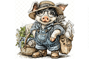 Piglet In Outfit Clipart JPG, an Animal Illustration by Memories By Lea (Thumbnail 11 of 20)