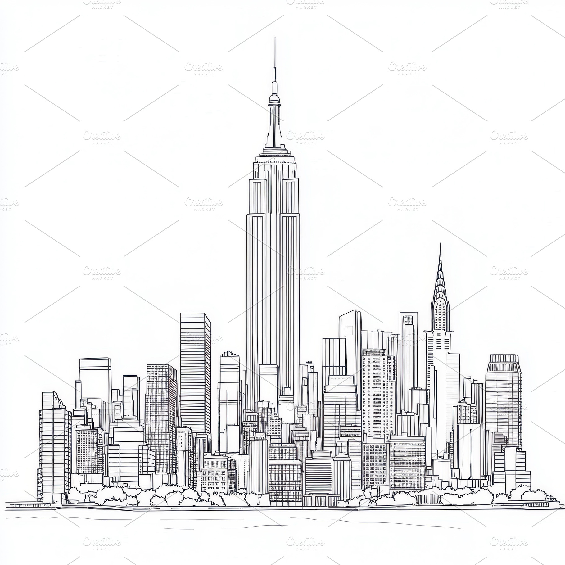 New York City Skyline Empire State B, an Abstract Photo by Pixeness Studio