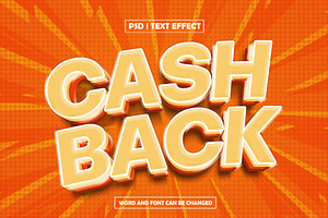 3d cash back text effect for promo