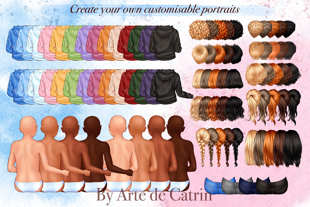 Big Family in Hoodies Clipart, a Person Illustration by ArtedeCatrin (Photo 4 of 12)