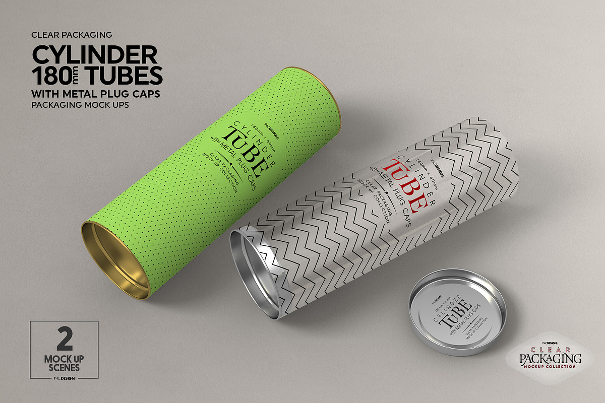 180mm Cylinder Tube Packaging Mockup, a Cups & Container Mockup by INCDesign (Photo 8 of 12)