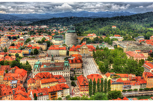 Aerial view of Congress square in Ljubljana, Slovenia, an Architecture Photo by Leonid Andronov