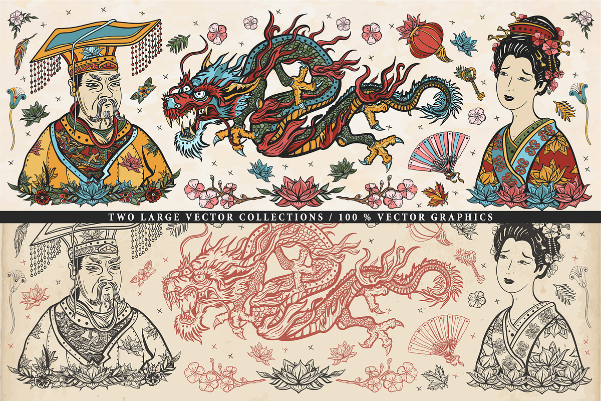 China old school tattoo, a Background Graphic by intueri (Photo 2 of 7)