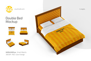 Double Bed Mockup Set, a Household Mockup by Country4k