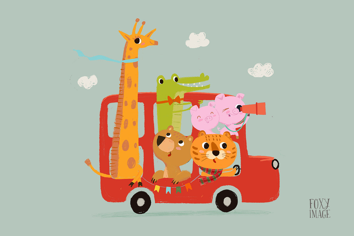 Funny Bus, an Animal Illustration by FoxyImage (Photo 1 of 5)