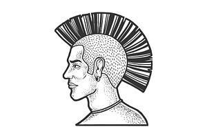 Mohawk Hairstyle Man Sketch Vector