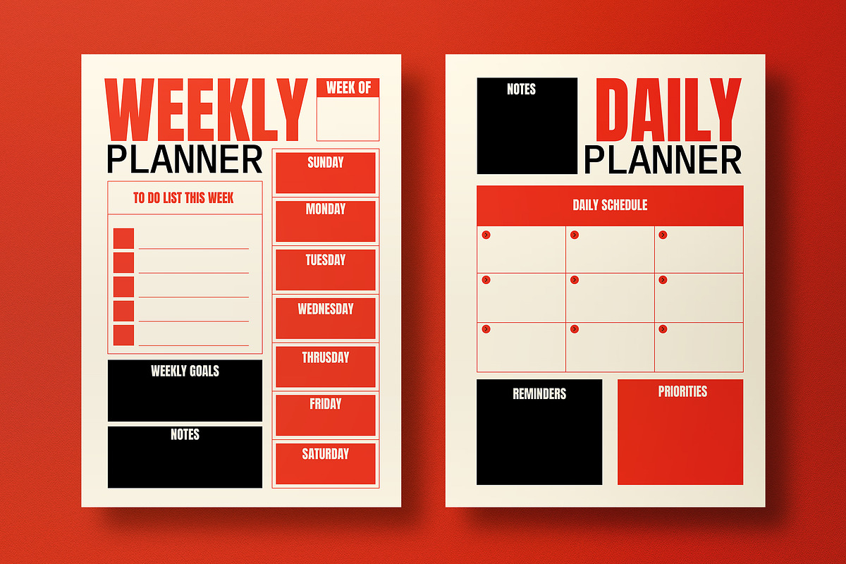 Beige Black Bold Weekly Planner, a Flyer Template by graphicook (Photo 2 of 2)
