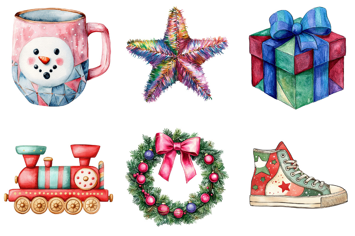 90s Retro Christmas Clipart, a Seasonal Illustration by CitraGraphics (Photo 5 of 10)