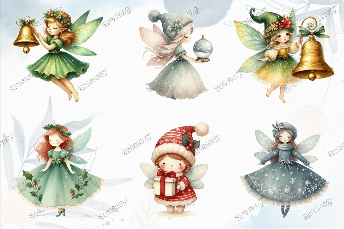 Fantasy Christmas Fairy Clipart, an Illustration by designcity5 (Photo 3 of 5)