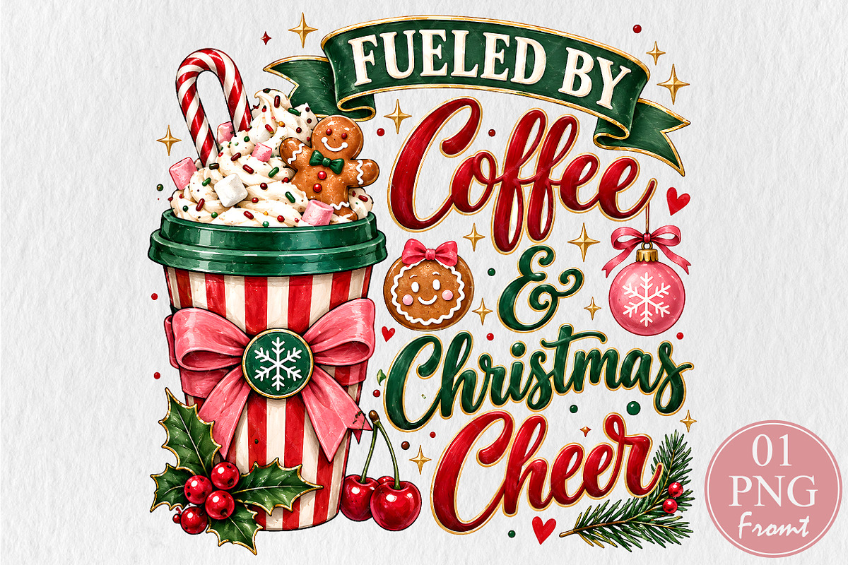 Fueled By Coffee & Christmas Cheer P, a Seasonal Illustration by Rose Art (Photo 1 of 4)
