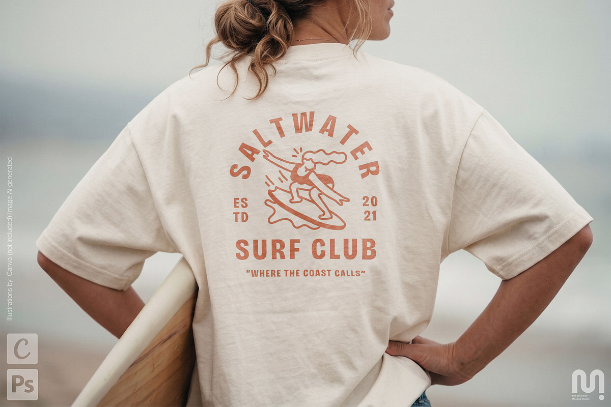 Beach T-Shirt Mockup Back view, a Shirt Mockup by The Blue Bird (Photo 2 of 8)