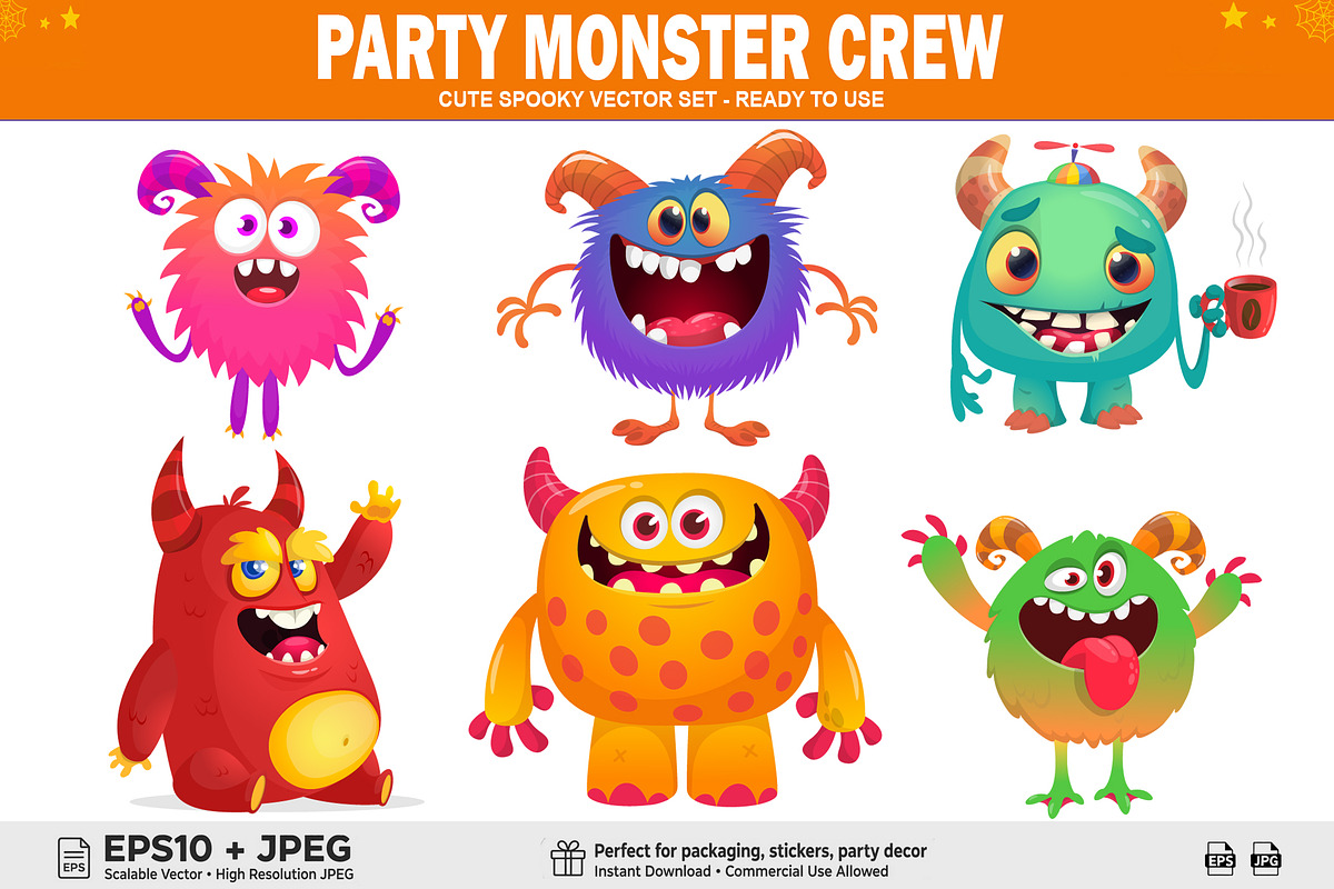 Choco Chompers - 6 Cute Monsters, a Decorative Illustration by D R A W K M A N (Photo 1 of 9)