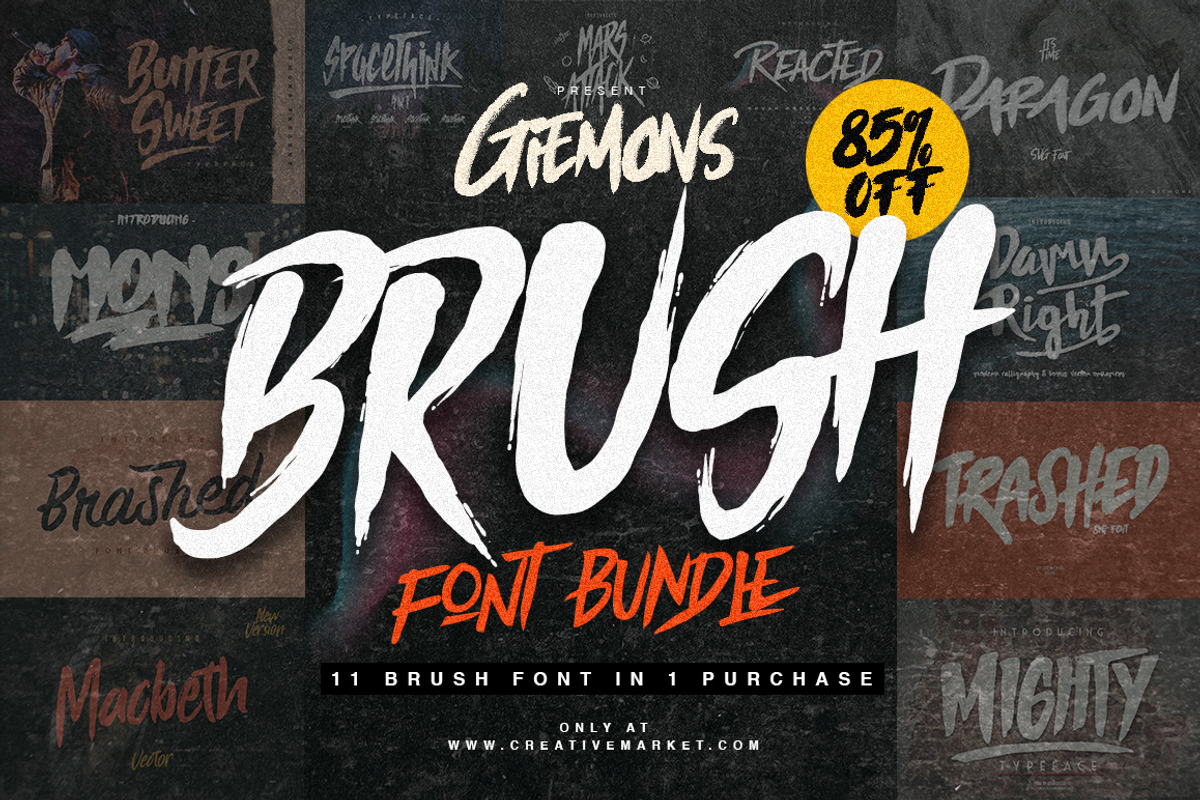 Brush Font Bundle, a Handwritten Font by giemons™ (Photo 1 of 12)