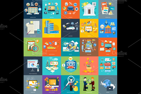 Set Of Business Icon Banners