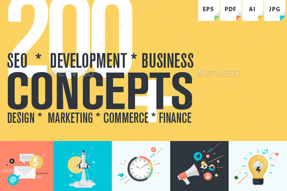 Flat Design Business Concepts Pack