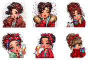 New Year Cute Girl Clipart, an Illustration by CreationArt (Thumbnail 2 of 7)