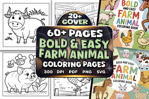 Bold Easy Farm Animal Coloring Pages, an Animal Illustration by Craftsbeefy