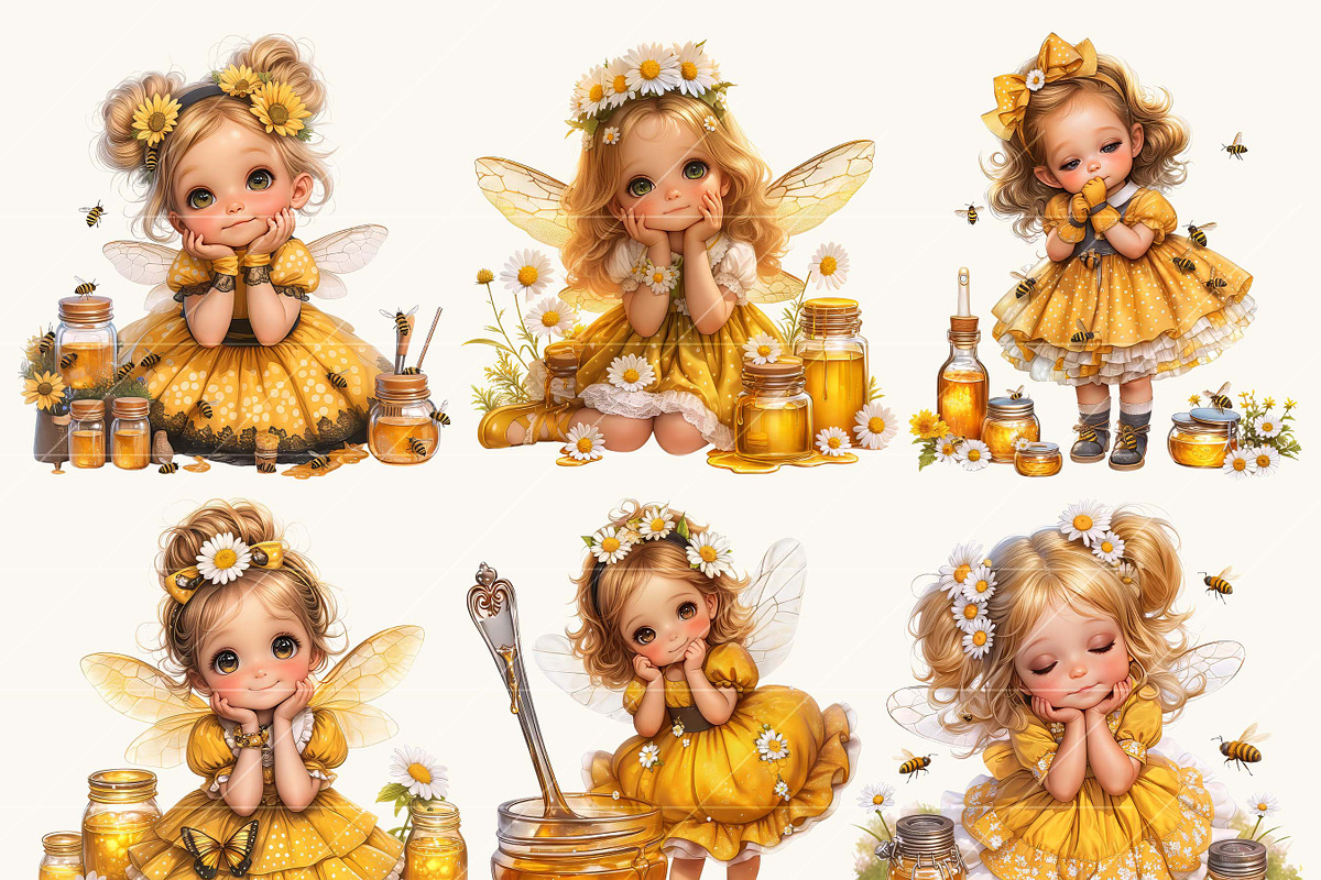 Daisy Fairies Girl Clipart Bundle, a Person Illustration by Design Scotch (Photo 5 of 8)